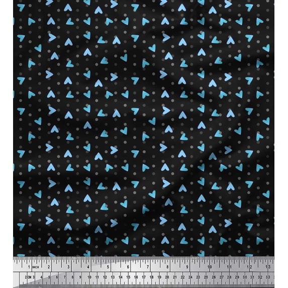 Soimoi Rayon Fabric Dot & Heart Print Sewing Fabric Yard 56 Inch Wide