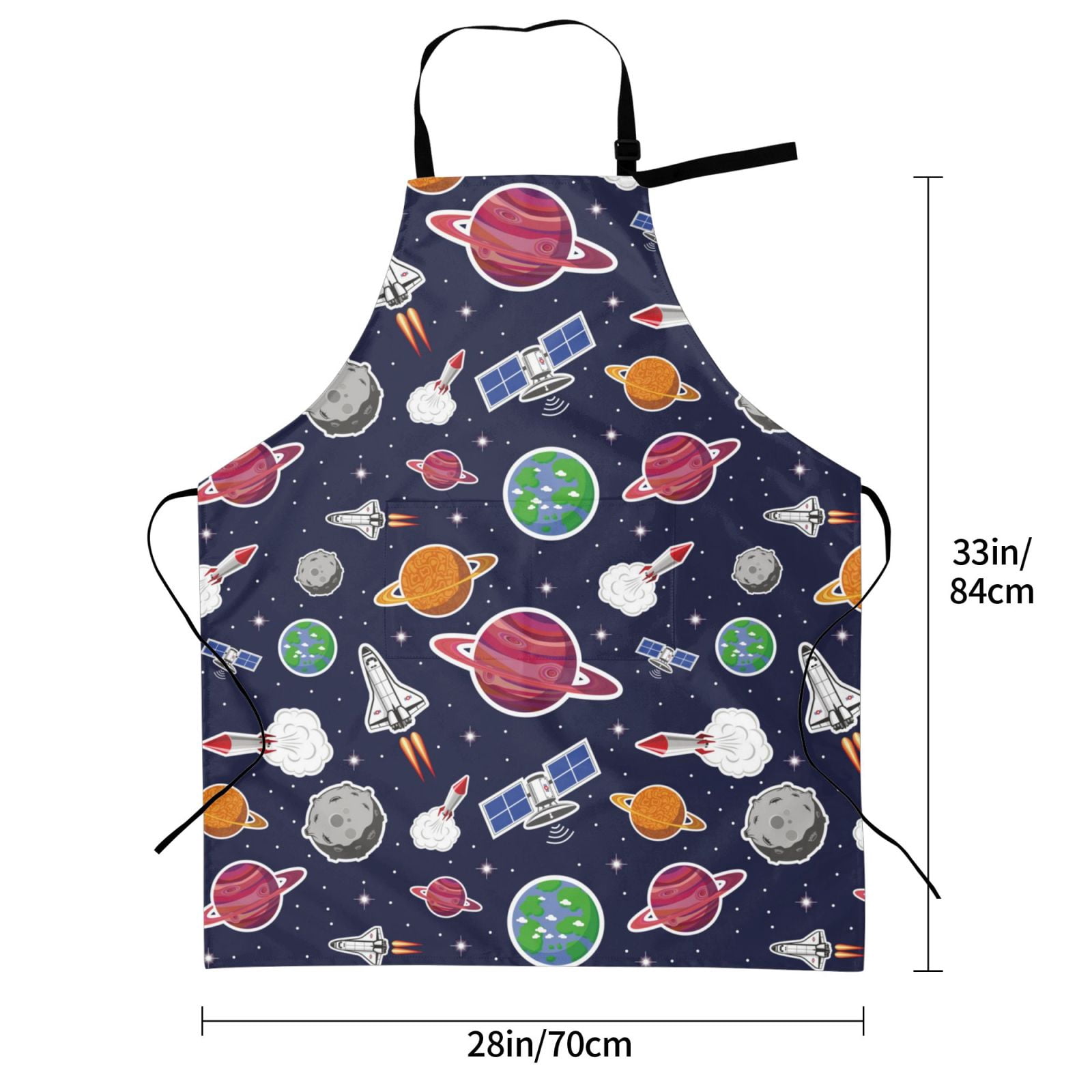 Kdxio Rocket Satellite Apron with Pockets Adjustable Kitchen Aprons for Men Women Waterproof Aprons for Cooking,Drawing,Crafting, Baking Household Cleaning