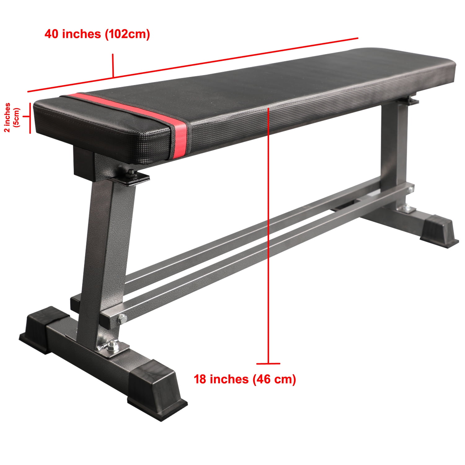 Flat Weight Bench with Built-in Dumbbell Rack Workout Bench Strength Training