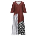 thumbnail image 4 of Maxi Dress for Women Half Sleeve V-Neck Trendy Printing Long Dress Summer Casual Loose Pleated Flowy T Shirts Dress, 4 of 7