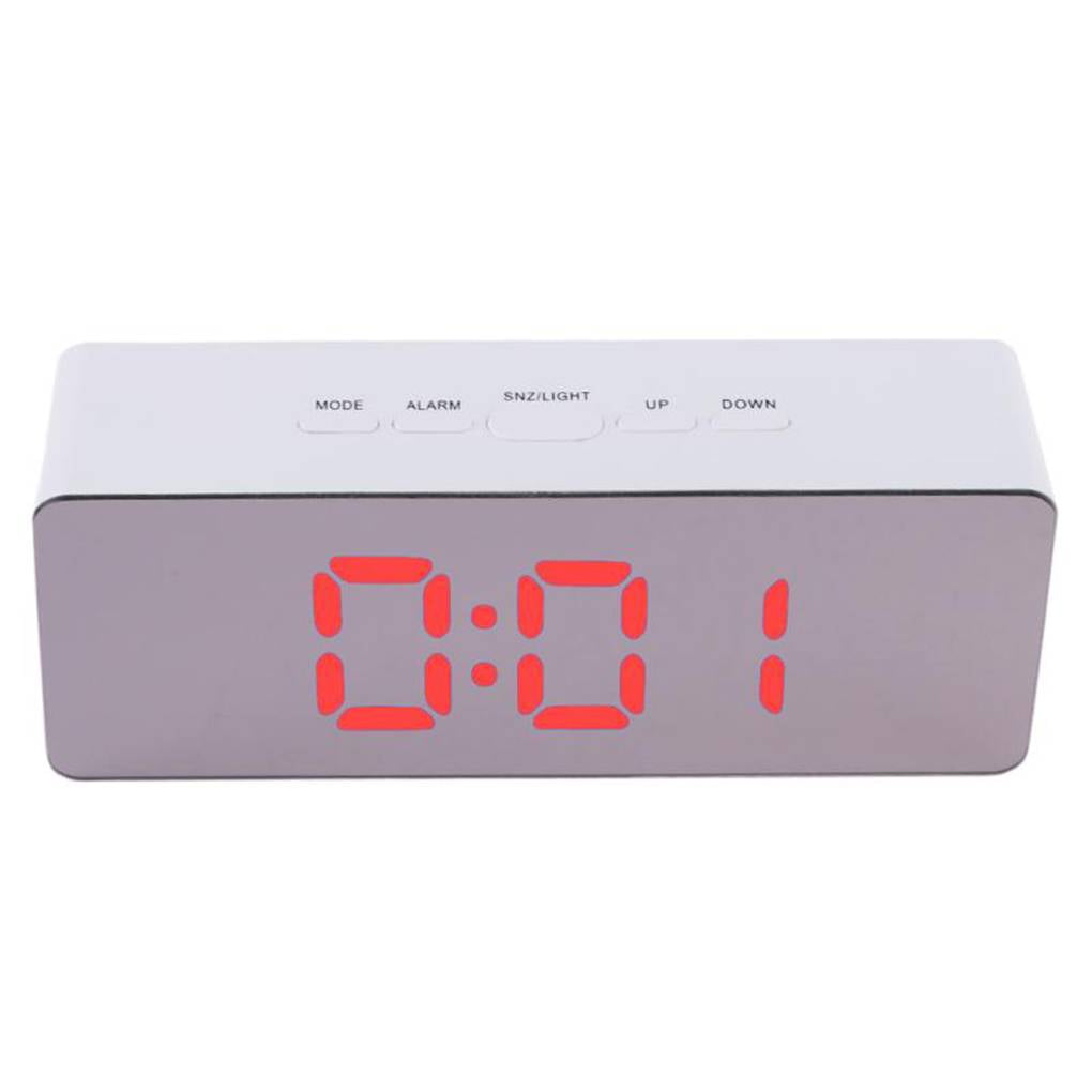 Digital Mirror Alarm Clock Large LED Display USB Table Clocks 12h/24h &°C/°F 