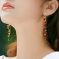 thumbnail image 6 of GKNET Elegant Red Pearl Cubic CZ Zircon Ear Earrings Stud Drop Dangle Women Jewellery-3.Square, 6 of 9