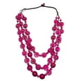 thumbnail image 2 of Collar bohemio con cuentas de madera, estilo étnico, colgante africano. Rosa roja, 2 of 9