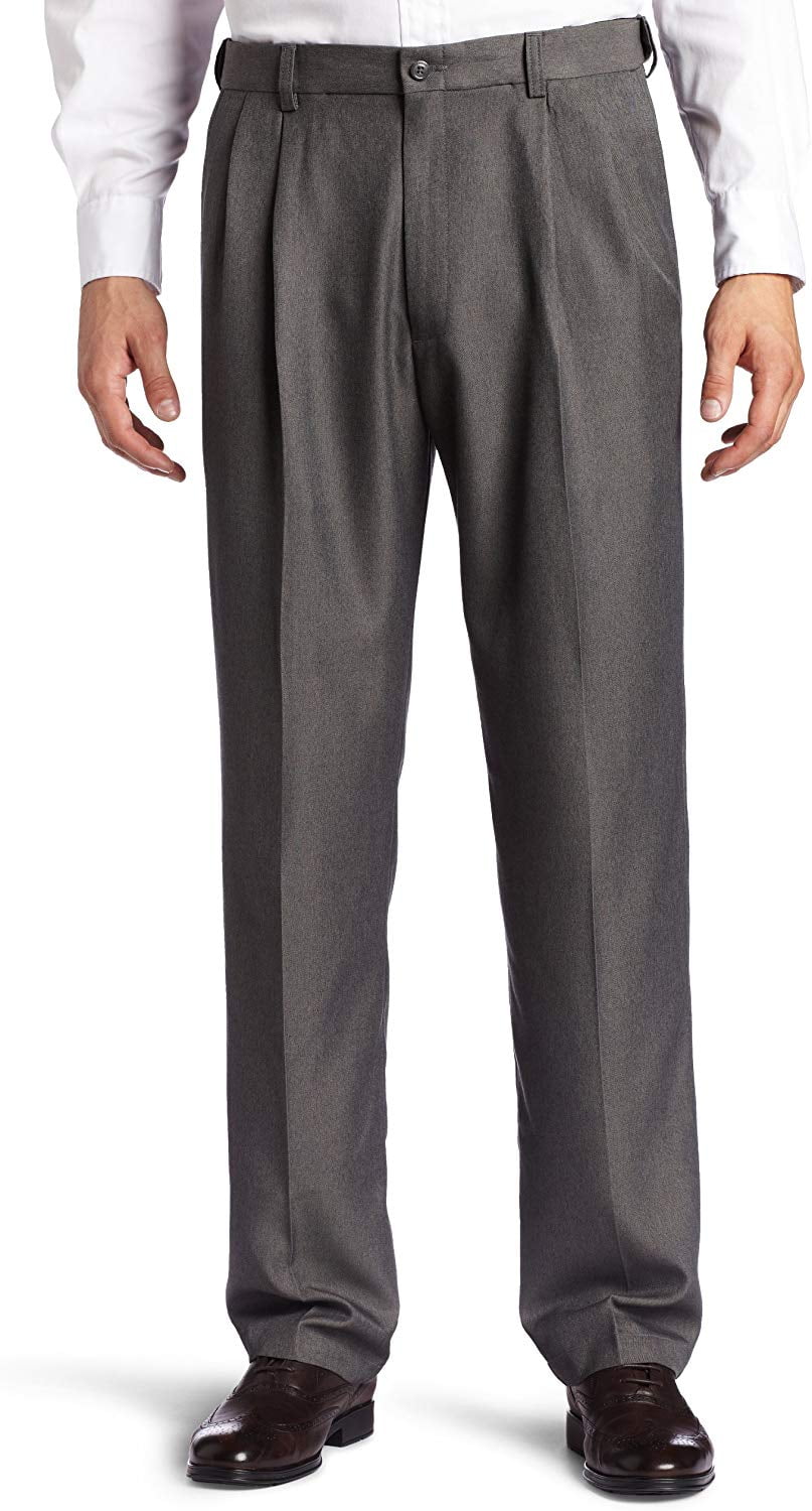 Haggar Men's Big-Tall Cool 18 Gabardine Hidden Expandable Waist Pleat Front Pant, Graphite 