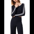 thumbnail image 3 of Tops Deportivos de Larga para Mujer, Camiseta Deportiva Ajustada Y2K para Gimnasio, Conjuntos de Otoño 2025 con Bloques de Color A Negro M, 3 of 9