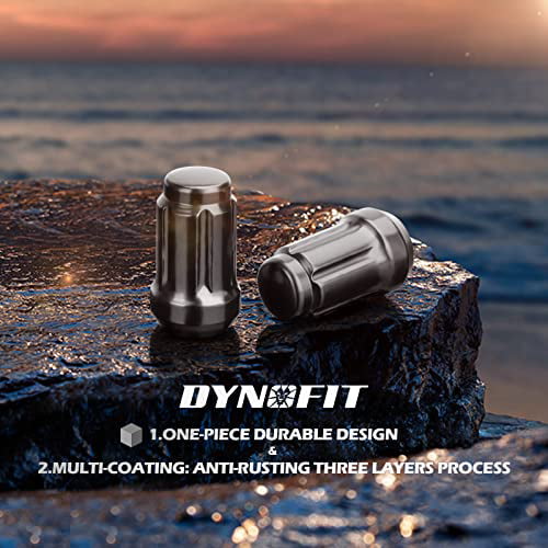 dynofit ATV 3/8-24 Lug Nuts for Polaris Sportsman 335/400/500/550/570/600/700/800/850/1000 16pcs Black 6 Spline Drive Conical/Cone Lugnuts for RZR 170/800-s/XP 900 and More Aftermarket Wheels/Rim