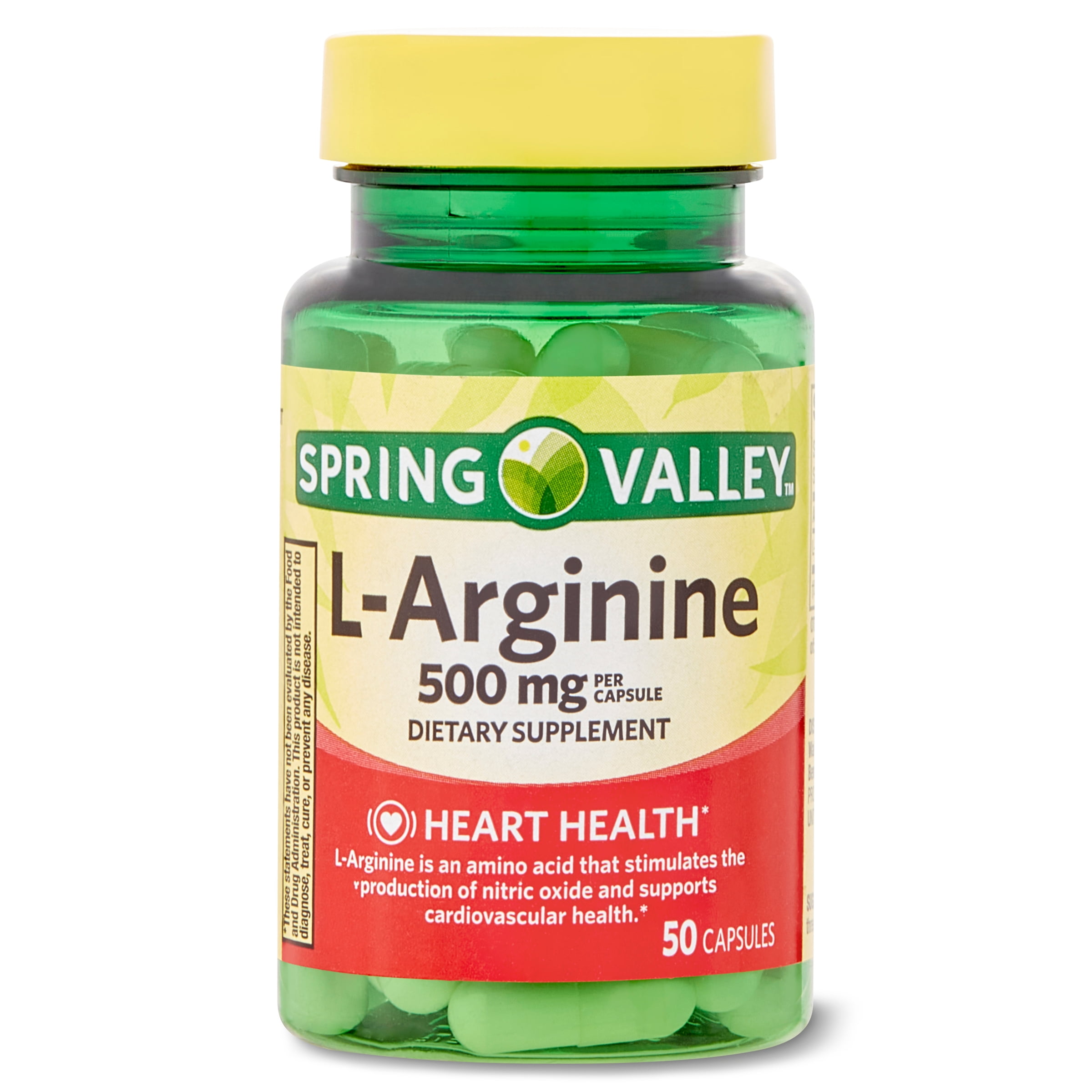 Spring Valley L Arginine Amino Acid Supplements, 1 Capsule Per Serving, 50 Ct