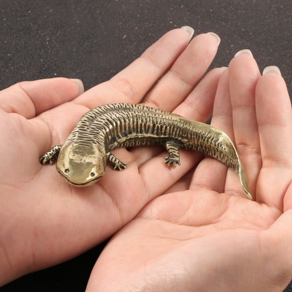 Brass Ornament Salamander Figurine Tea Pet Desktop Decor Living Room Study Accent