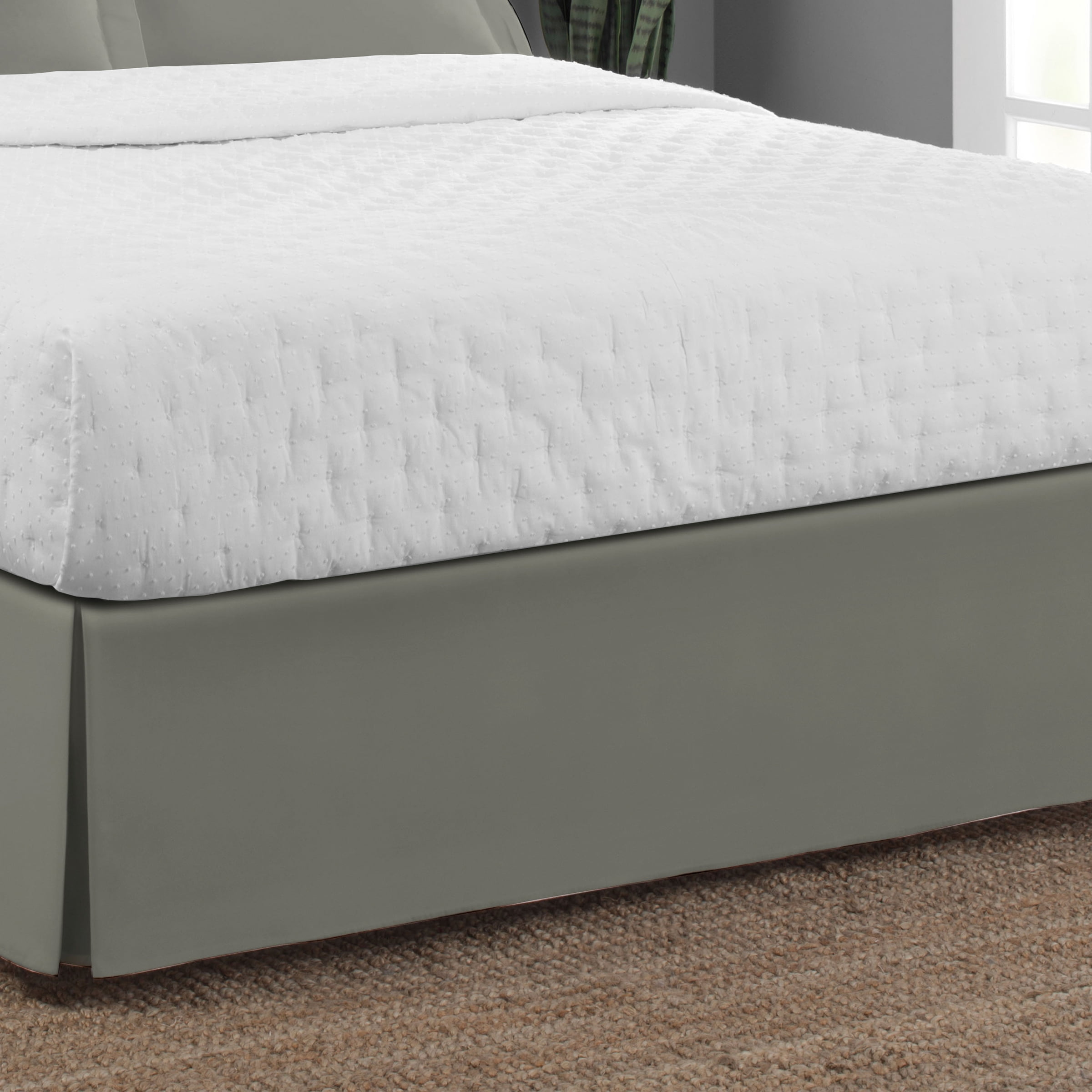 Luxury Hotel Classic Tailored 14" Drop Silver Bed Skirt, Twin