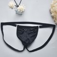 thumbnail image 4 of Jwputqe&nbsp;Mensg Strings and Thongs,Thongs For Men,Mens ThongsBreathable,Cooling,Solid,Low Waist,Polyester,Cotton,Black,S (US:4), 4 of 5
