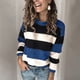 thumbnail image 5 of Suéter de punto con rayas de colores contrastantes para mujer, suéter holgado de estilo europeo y americano para otoño e invierno, 5 of 6