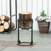 Outsunny Firewood Kindling Splitter Stand with Hand Guard, Wood Splitter, Carbon Steel Manual Wood Cracker, Log Wedge Cutter, Single Blade, Black