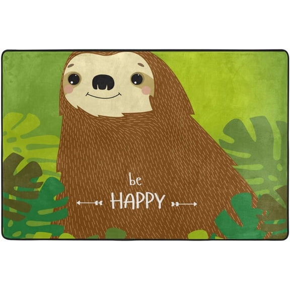 SKYSONIC Sloth Be Happy Lightweight Carpet Mats Area Soft Rugs Floor Mat Doormat Decoration for Rooms Entrance 36x24 inches
