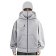 thumbnail image 5 of TTUHYWXI Balaclava Hoodie Jacket for Women Men, Y2K Zip Up Fashion Outerwear Double Layer Hooded Pullover, Winter Hip Hop Streetwear (Grey, XXL), 5 of 5