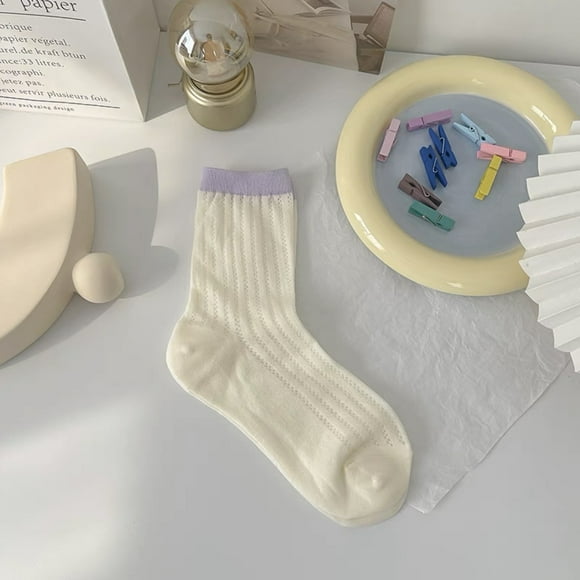 Granjero Gordo 10 pares de calcetines finos de algodón para mujer, calcetines de algodón suave para mujer por encima del tobillo (blanco A21)