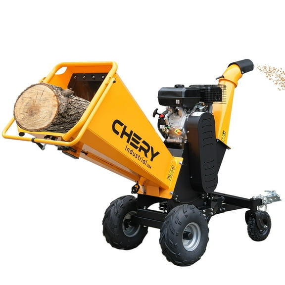 6" 15 HP 4-Stroke OHV Wood Chipper with Wheels - Wood Chipper for Yard and Garden Work