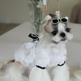 thumbnail image 4 of Dog Dress with Black Bowknot Tie, Dog Clothes Faux Pearl Cute Pet Vest Puppy Sleeveless Yarn Clothes, Cute Doggie Summer Outits, 4 of 7