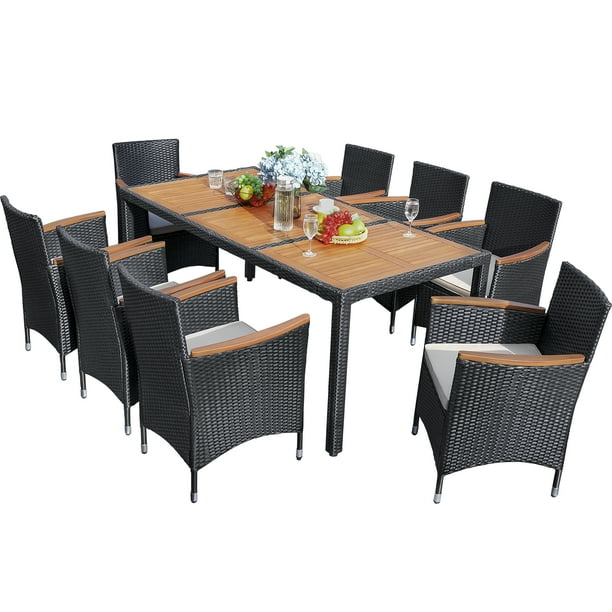LACOO 9 Pieces Outdoor Patio Dining Set with PE Rattan Wicker Dining