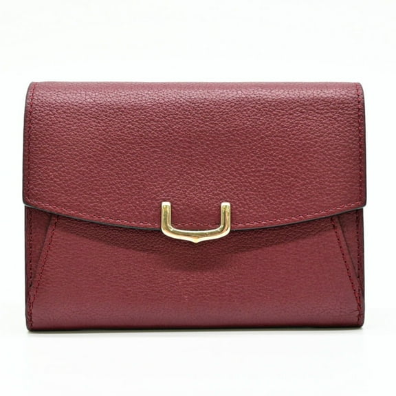 Pre-Owned Cartier C de Compact Wallet Bi-fold Leather Bordeaux Red L3001502 (Good)