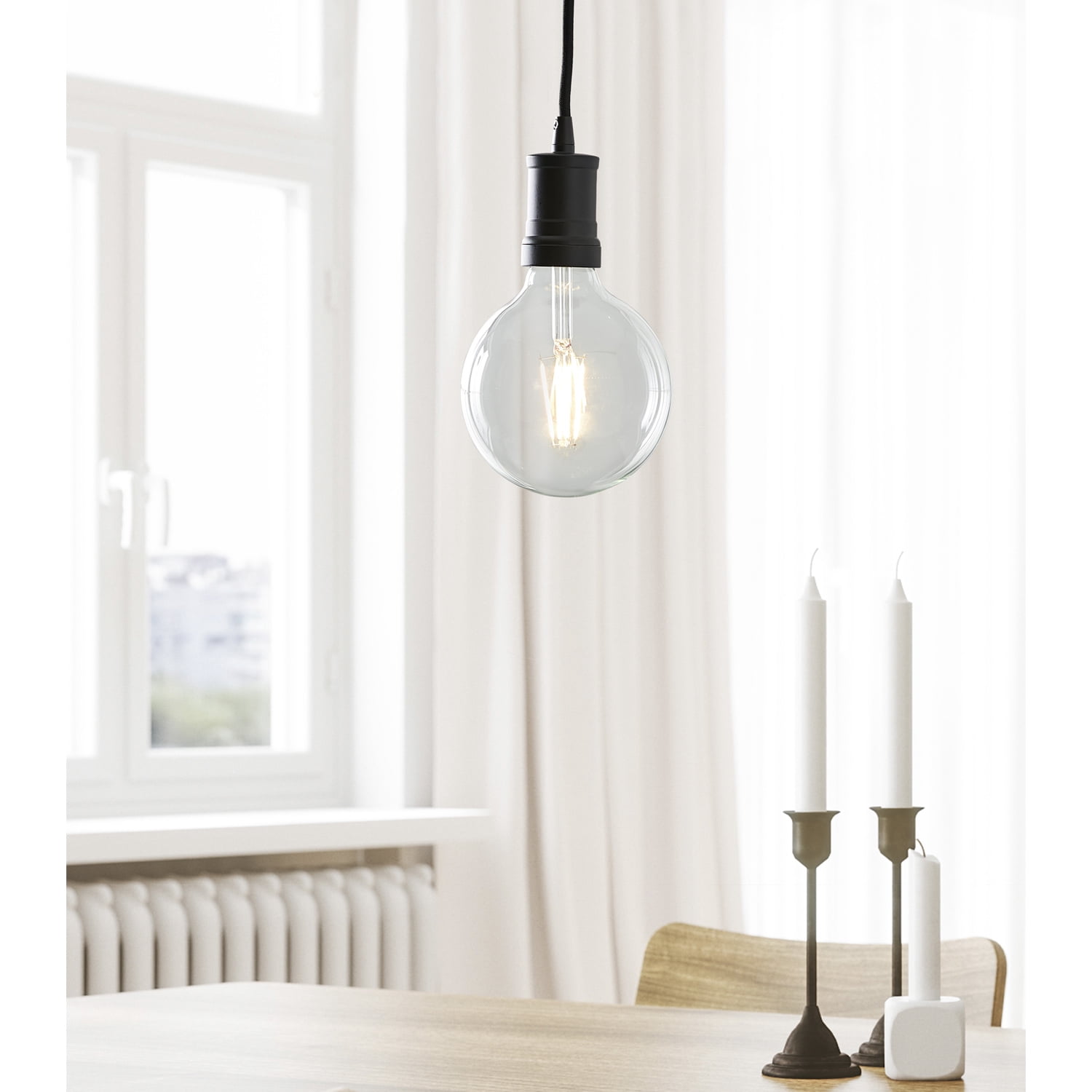 Better Homes & Gardens 57" Architectural Pendant Light, Adjustable Cord, G40 LED Decorative bulb