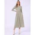 thumbnail image 4 of DARING DIVA Women's Long Sleeve Maxi Casual Formal Spring A-Line Dress XS Grey Khaki, 4 of 6