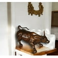 thumbnail image 3 of Wall Street Bull Large Bronze Statue - Premium and Sophisticated Decorative Sculpture, Bold & Iconic Charging Bull Art Piece for Home, Office Decor, 12"L x 6"W x 7.5"H, 3 of 12