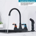 thumbnail image 6 of Black Kitchen Faucet, Kitchen Faucet with Sprayer, 3 Hole or 4 Hole Matte Black Faucet for Kitchen Sink, Stainless Steel Touck Kitchen Sink Faucet with Side Sprayer, 6 of 14