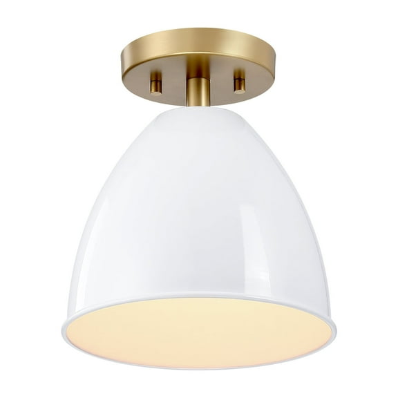 Designers Fountain Biba 8.25 inch 1-Light Brushed Gold Modern Semi Flush Mount Ceiling Light Ice Mist Metal Shades, D300M-SF-BG