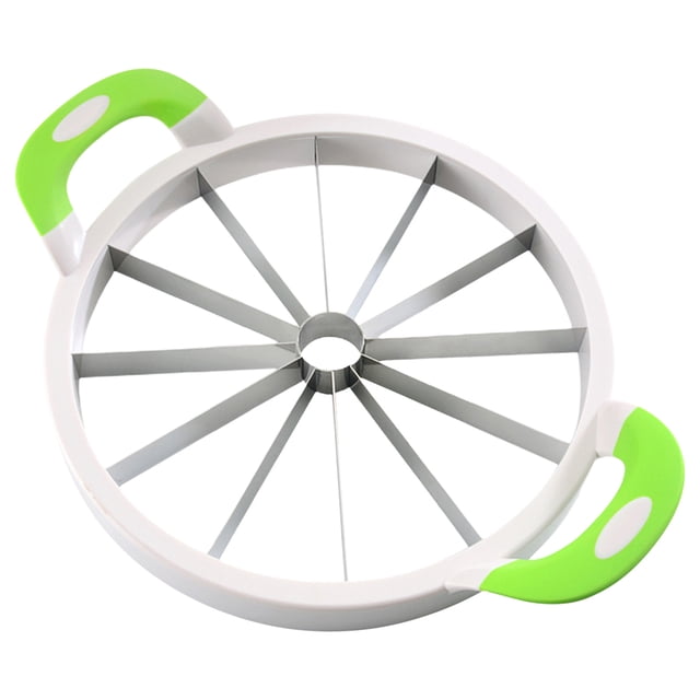 Cortador de sandía de acero inoxidable, rebanador de melón grande para melón cantalupo, melón verde, piña, herramienta redonda para cortar frutas y verduras para rebanadas rápidas, utensilio de