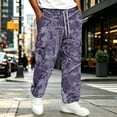 thumbnail image 6 of UDAUDU Camo Men's Cargo Pants Trendy Stretch Drawstring Trouser Outdoor Workout Athletic Hiking Sweatpants with Pockets Light Purple L, 6 of 7