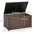 thumbnail image 3 of Outsunny 113 Gallon Rattan Deck Box with Lid and Handle, Brown, 3 of 10