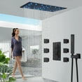 thumbnail image 4 of Thermostatic Shower Faucet Set 16x32in LED Rain Shower Head Massage System Black, 4 of 25