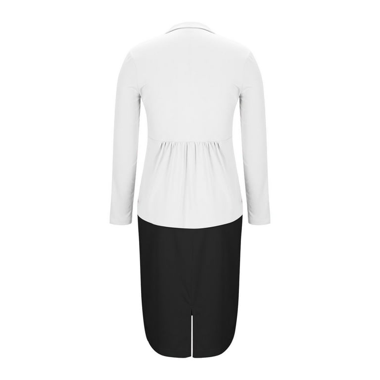 Ndbuld Women's 2 Piece Suit Set Peplum 3/4 Long Sleeve Church Dress Suit Elegant formal office Midi Pencil Skirt Suit White,L Ndbuld Women's 2 Piece Suit Set Peplum 3/4 Long Sleeve Church Dress Suit Elegant formal office Midi Pencil Skirt Suit White,L
