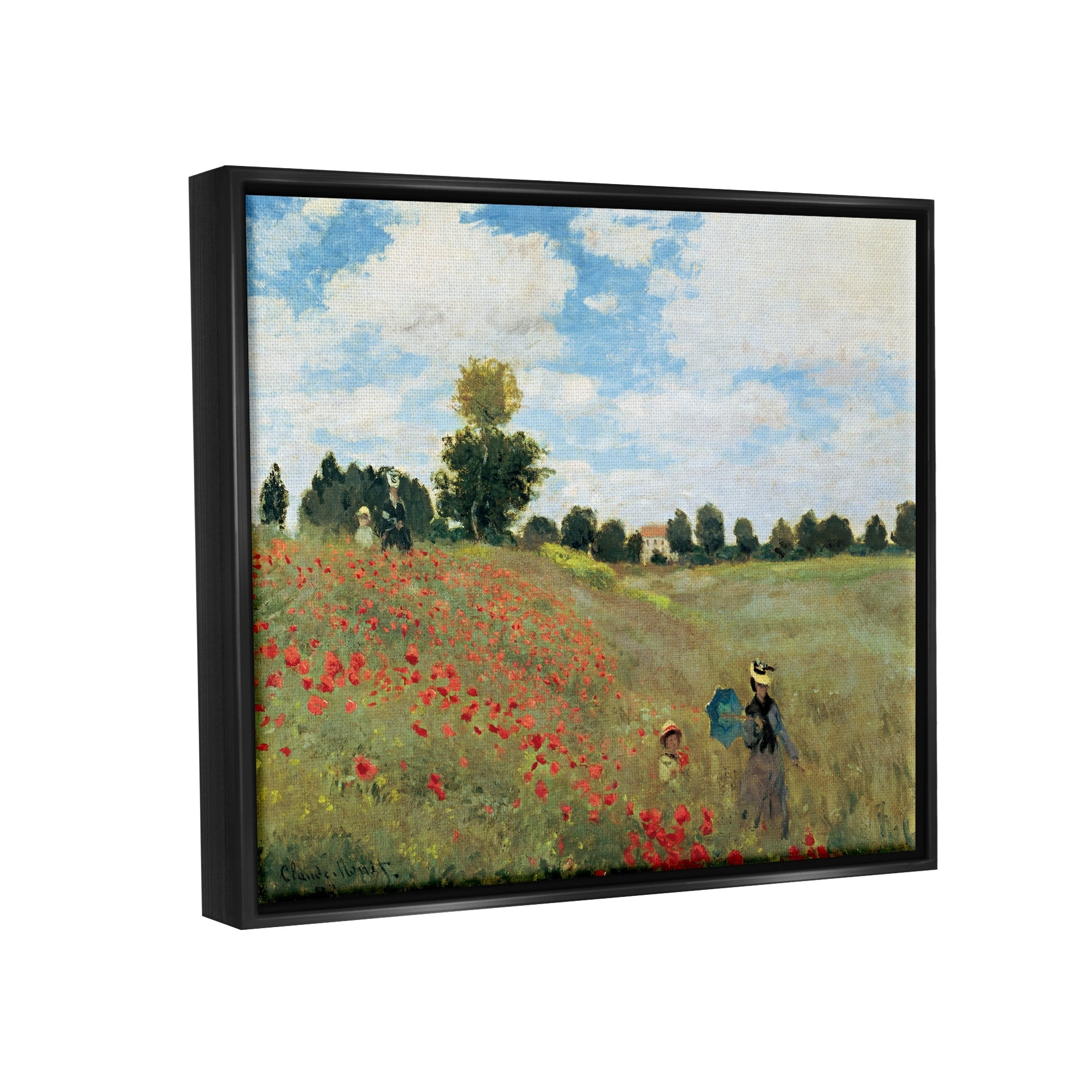 Stupell Industries The Poppy Field Monet Classic Painting Jet Black Framed Floating Canvas Wall Art, 24x30, by Claude Monet