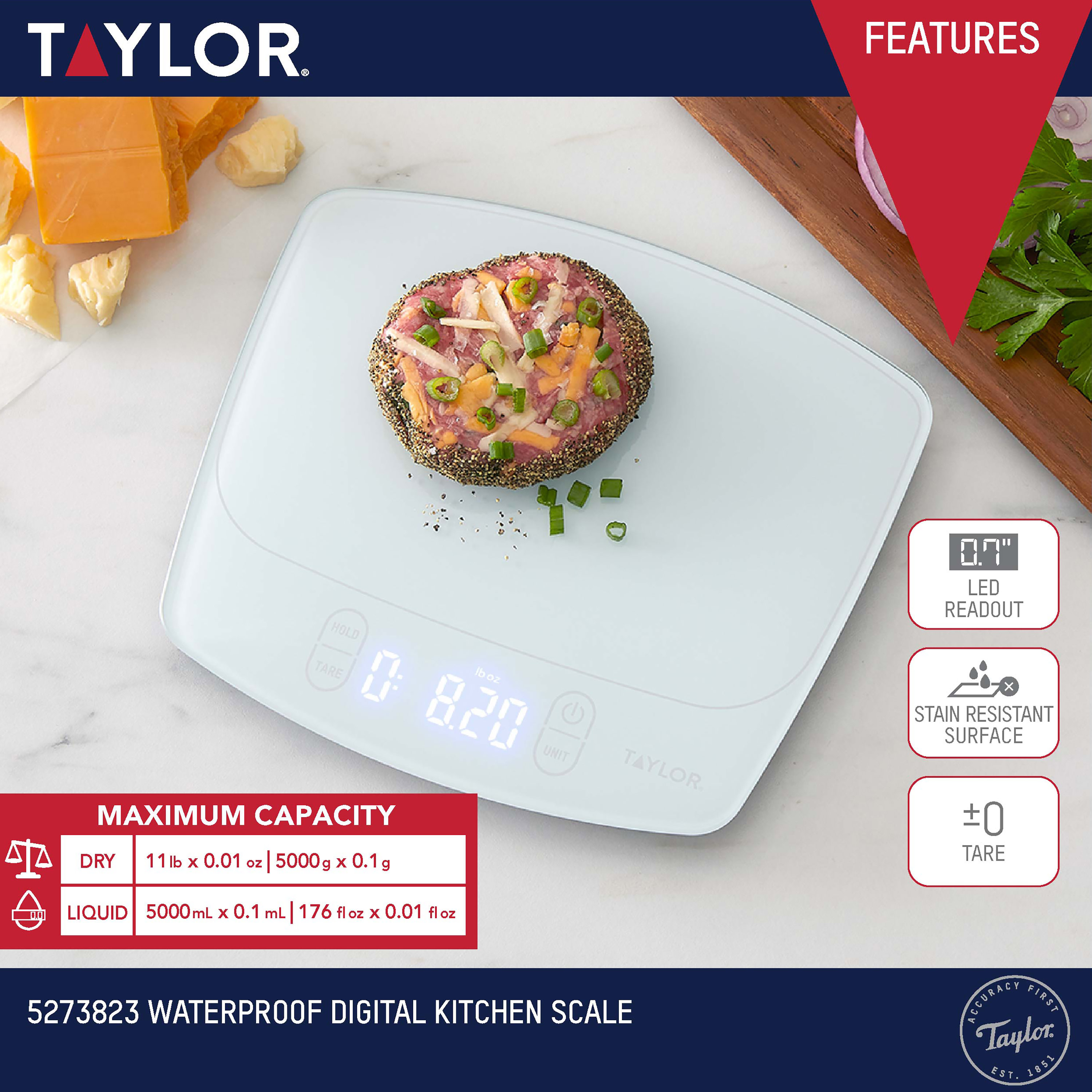 Taylor Waterproof Digital Kitchen Scale, 11 lb Capacity photo 2