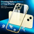 thumbnail image 5 of Crystal Clear Case for iPhone 15 Plus, [Not Yellowing] [Camera Protection] [Military Grade Drop Tested] Transparent Shockproof Protective Phone Case Soft Silicone Slim Cover, 6.7", Gold, 5 of 8