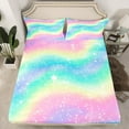 thumbnail image 2 of Castle Fairy Gradient Rainbow 4-Piece Full Size Sheets,Starry Sky Bed Sheets,Watercolor Artwork Lightweight Sheet Sets,Luxury Ombre Bedroom Decor, 2 of 7