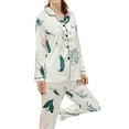 thumbnail image 3 of Womens 2 Piece Silk Satin Pajama Set Long Sleeve Lounge Sets Button Down Shirts and Pants PJs Soft Sleepwear Sets, 3 of 4