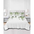 thumbnail image 3 of Green Eucalyptus Leaves Summer Quilt Set Twin Size,Soft Quilted Bedding Set with 2 Pillow Shams,Weeping Spring Botanical Summer Lightweight All Season Bedspread Coverlet for Bedroom 68"x86", 3 of 6