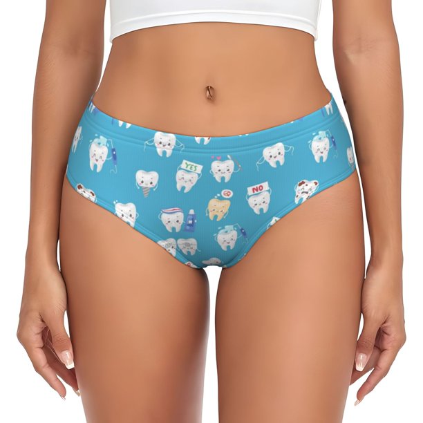 Balery Cute Healthy Teeth Ropa Interior de Algodón para Mujer con Dibujo – Braguitas Cómodas y Elásticas, Estilo Clásico-X-Small