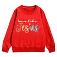 thumbnail image 4 of Toddler Girl Long Sleeve Sweatshirts Graphic Prints Sweatshirt Crewneck Cute Drop Shoulder Pullover Tops Size 4-5T ,Red, 4 of 5