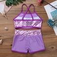 thumbnail image 4 of Eandarui Kids Girls 2PCS Mermaid Scales Ballet Dance Outfit Crop Top with Short Tankini Swimsuit Lavender 10, 4 of 5