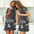 thumbnail image 4 of Honeii I Love Coffee Print Women's Loose Short Sleeve Nightgown, Soft Cotton Sleepwear, Comfy Loose Fit Pajama Dress for Sleep and Lounge, 4 of 6