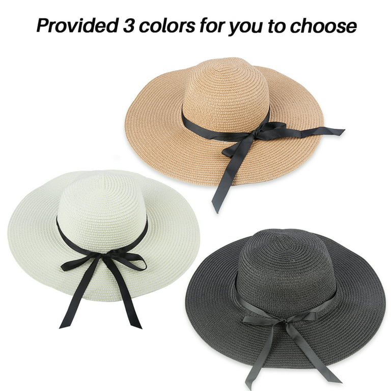 Bcooss Summer Sun Hat for Women Wide Brim Sun Protection Women Straw Hat for Beach and Fishing, Khaki