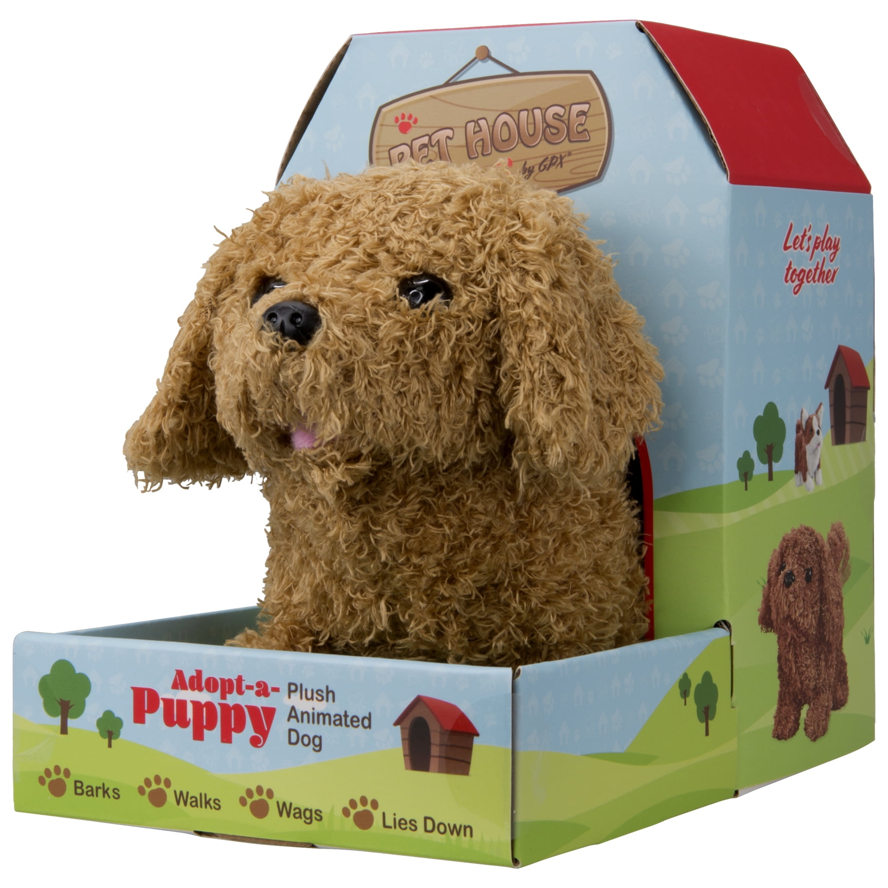 GPX Plush Battery Powered Toy Dog, GT10DOGBR, Shaggy Brown Electronic Pet