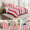 thumbnail image 6 of Twin XL Quilt Set 68''x98'', Red Pink Stripe Lightweight Summer Bedspread Coverlet Set with 2 Pillow Shams, Geometric White Vertical Striped Breathable All Season Quilt Bedding for Dorm/Guest Room, 6 of 9