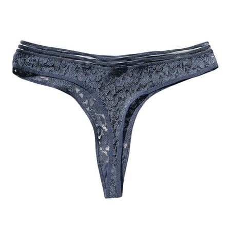 

WZHKSN Female Lace Panty Blue No Trace Thongs 1-Pack