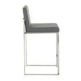 thumbnail image 6 of Fuji Contemporary High Back Counter Stool In Stainless Steel And Grey Faux Leather - Set Of 2, 6 of 8