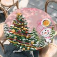 thumbnail image 2 of Snowman Christmas Round Tablecloth, Fitted Table Cover with Elastic for 36"-44" Round Tables, Green Xmas Tree Ball Snowflake Winter Table Cloth Outdoor Indoor Dinning Party Waterproof Tablecloths, 2 of 7