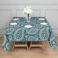 thumbnail image 3 of Teal Paisley Pattern Square Tablecloth,Waterproof Square Table Cover,Wipeable Spillproof Washable Table Cover for Home Kitchen Party Decor 42"X42"(107x107cm), 3 of 6